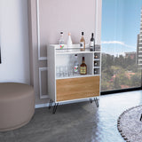 Bar Tori Blanco Marquez y Fresno 80x107.1cm con Cuatro Compartimientos y Tres Portabotellas