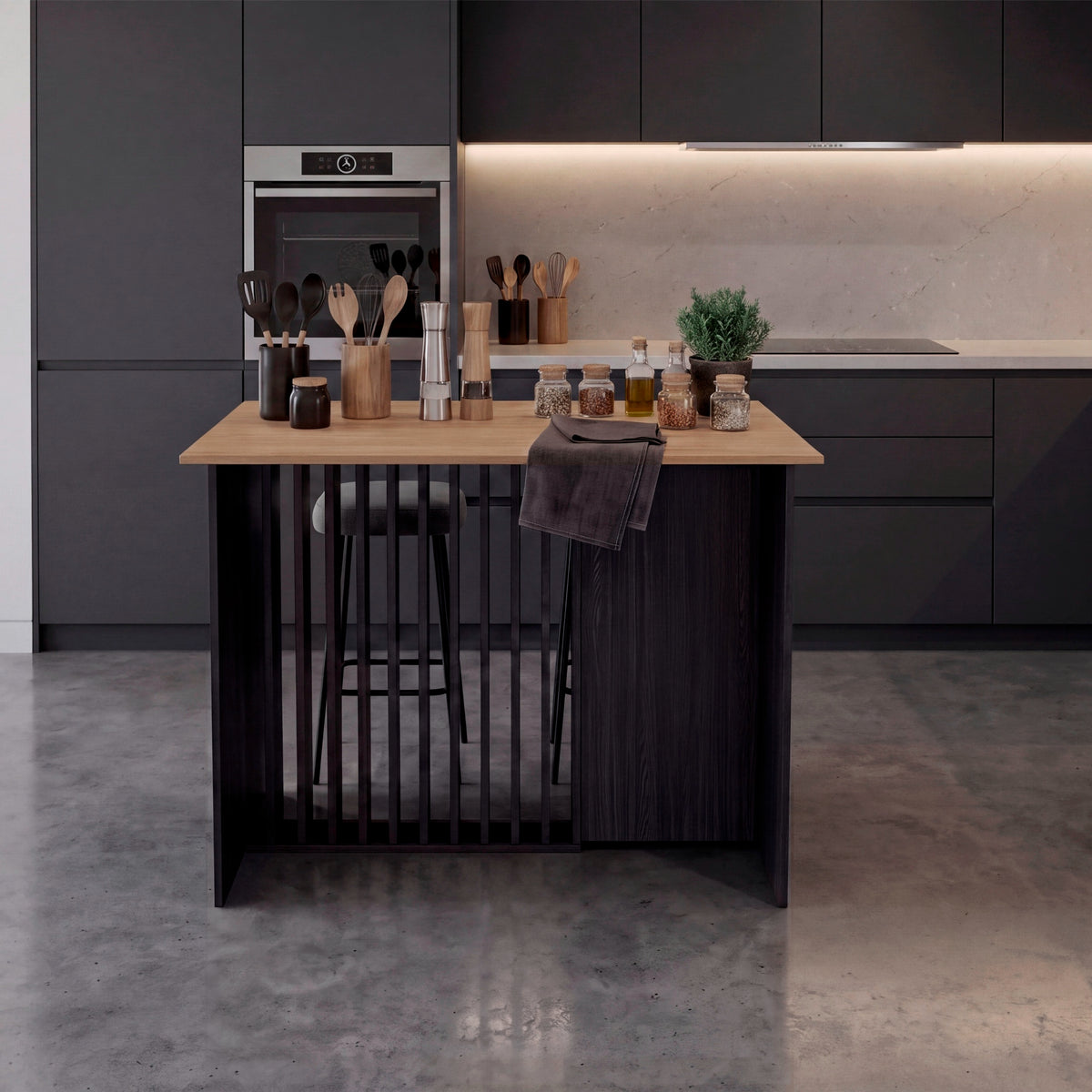 Isla de Cocina Alé Wengue Fresno 120x90cm Moderno