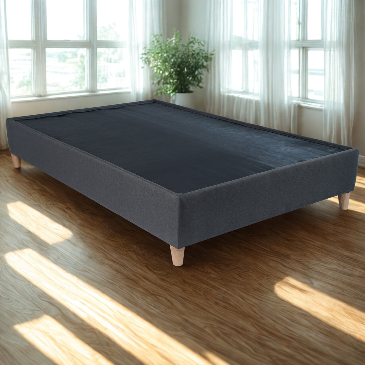 Base Cama Toledo Gris Oscuro 144x34cm para Colchón Doble 140 X 190 Cm sin Colchón y con Patas