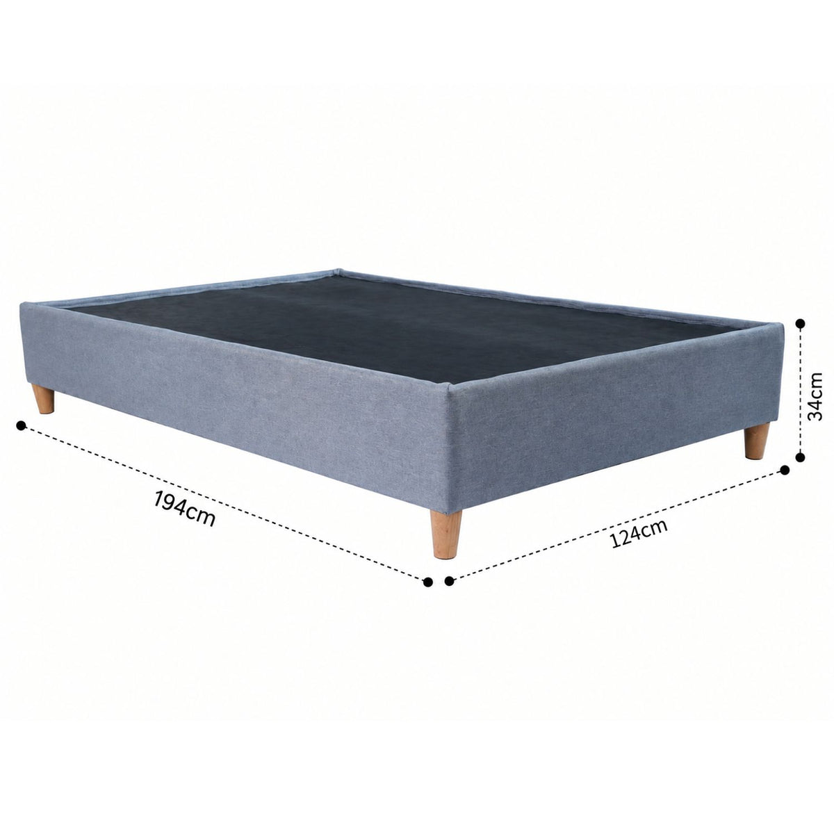 Base Cama Toledo Plata 124x34cm para Colchón Semidoble 120 X 190 Cm sin Colchón y con Patas