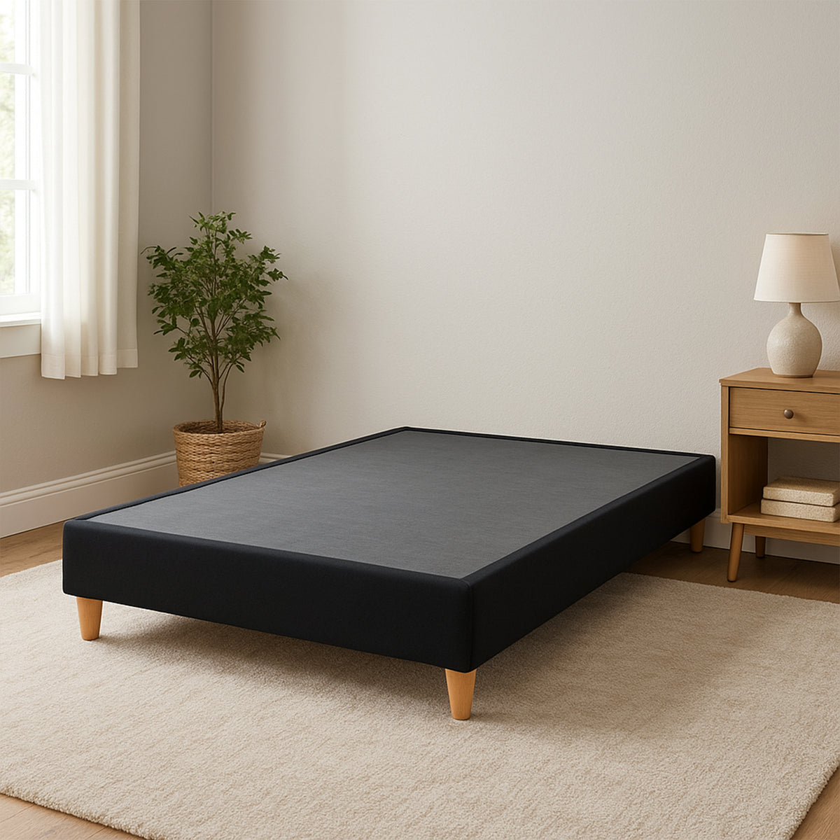 Base Cama Toledo Negro 124x34cm para Colchón Semidoble 120 X 190 Cm sin Colchón y con Patas
