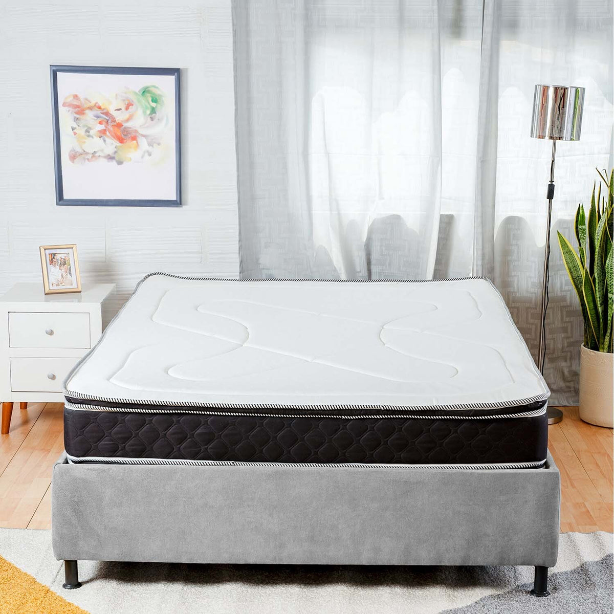 Base Cama Toledo Gris 104x34cm para Colchón Sencillo 100 X 190 Cm sin Colchón y con Patas