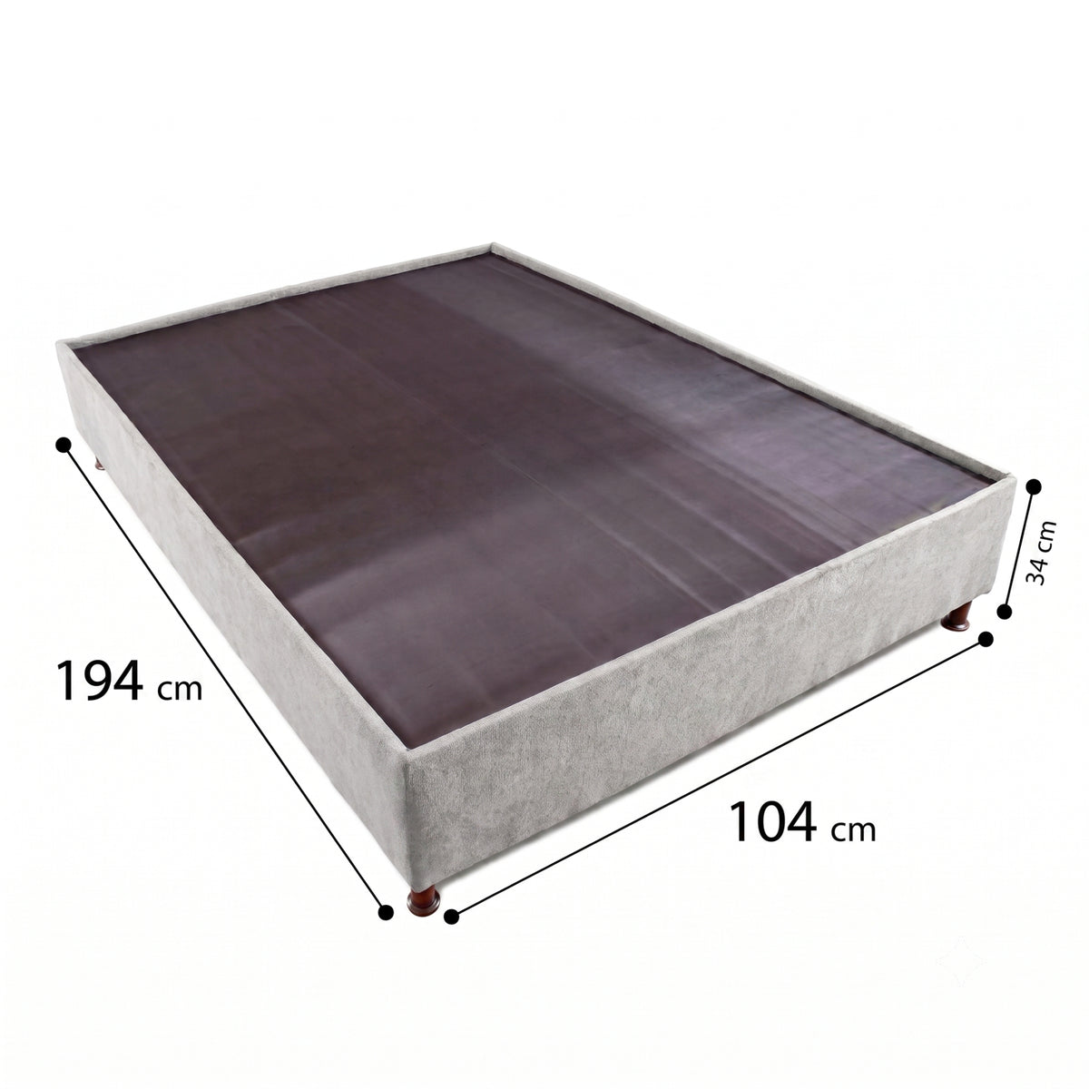 Base Cama Toledo Gris 104x34cm para Colchón Sencillo 100 X 190 Cm sin Colchón y con Patas