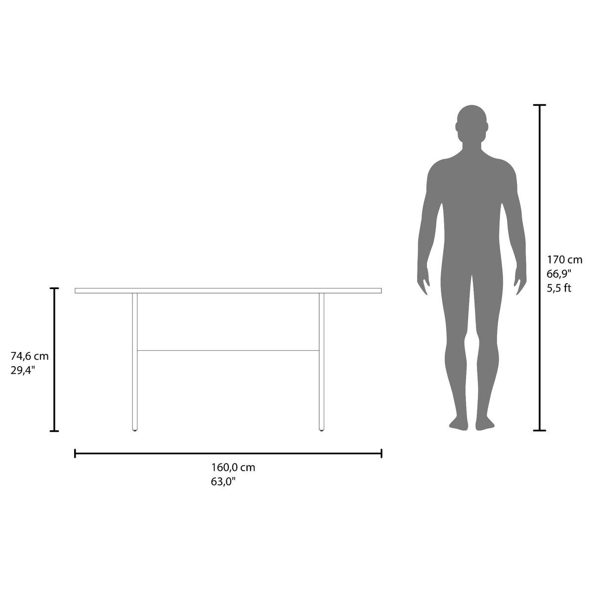 Mesa de Comedor Beijing Avellana 160x74.6cm Rectangular de Seis Puestos sin Sillas