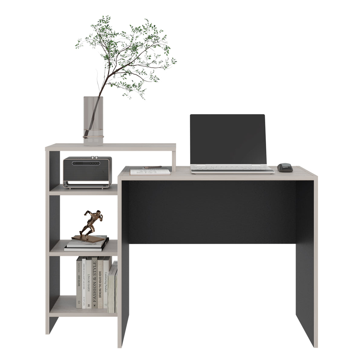 Escritorio Stella Plus Tivoli y Wengue 125.7x89.4cm con Organizador de Libros sin Cajones