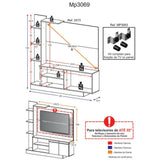 Panel de TV Braga Blanco 191x108cm para TV Hasta 55" Pulgadas con Cinco Compartimientos y con Ranura para Cables