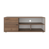 Rack de TV Noah Gales y Blanco 120x44cm para TV Hasta 55" Pulgadas con Tres Compartimientos y con Ranura para Cables