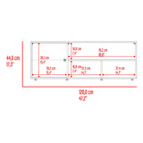 Rack de TV Noah Gales y Blanco 120x44cm para TV Hasta 55" Pulgadas con Tres Compartimientos y con Ranura para Cables