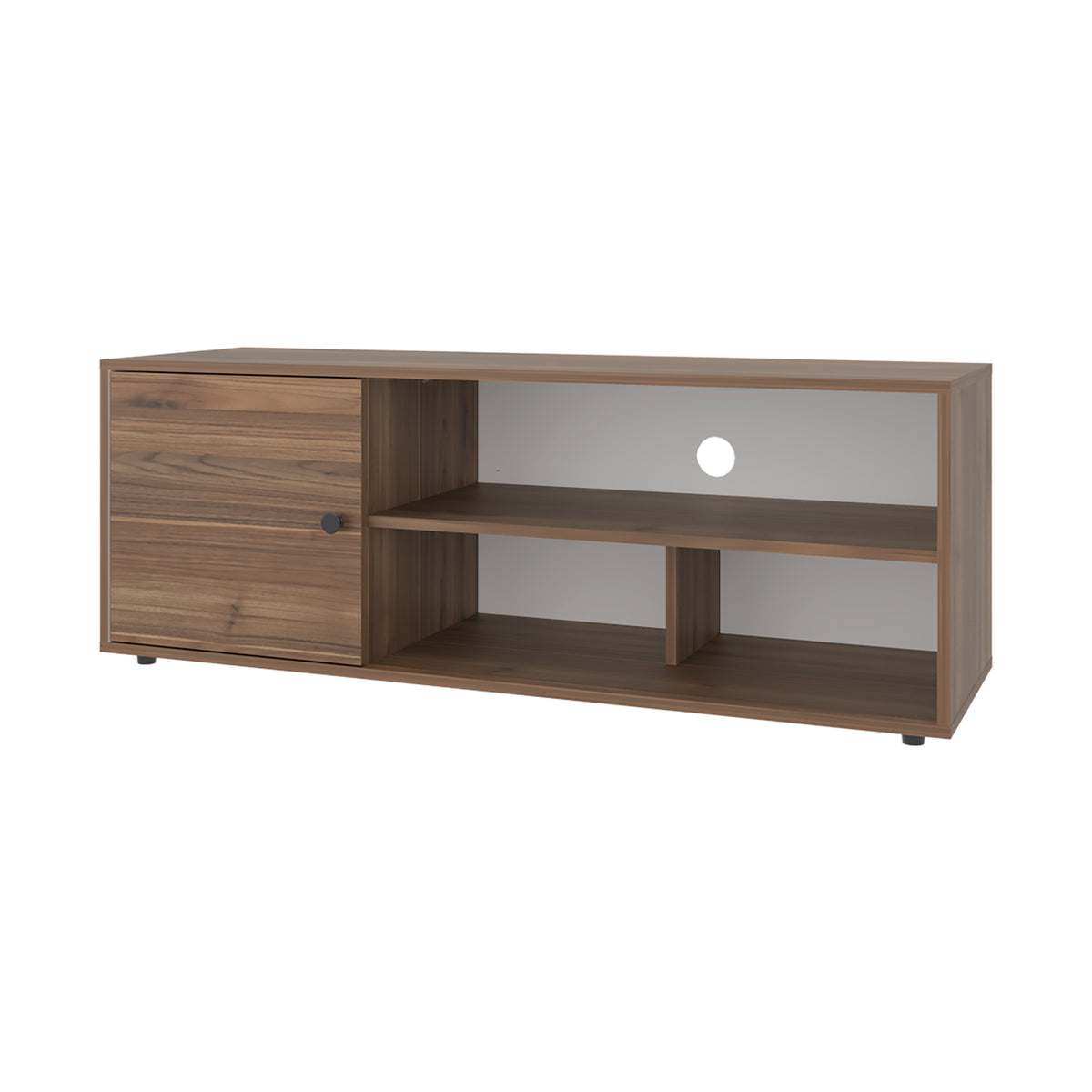 Rack de TV Noah Gales y Blanco 120x44cm para TV Hasta 55" Pulgadas con Tres Compartimientos y con Ranura para Cables
