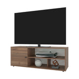 Rack de TV Noah Gales y Blanco 120x44cm para TV Hasta 55" Pulgadas con Tres Compartimientos y con Ranura para Cables