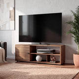 Rack de TV Noah Gales y Blanco 120x44cm para TV Hasta 55" Pulgadas con Tres Compartimientos y con Ranura para Cables