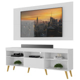 Combo Rack con Panel de Tv Florida Blanco 175x63cm para TV Hasta 65" Pulgadas con Cinco Compartimientos y con Ranura para Cables