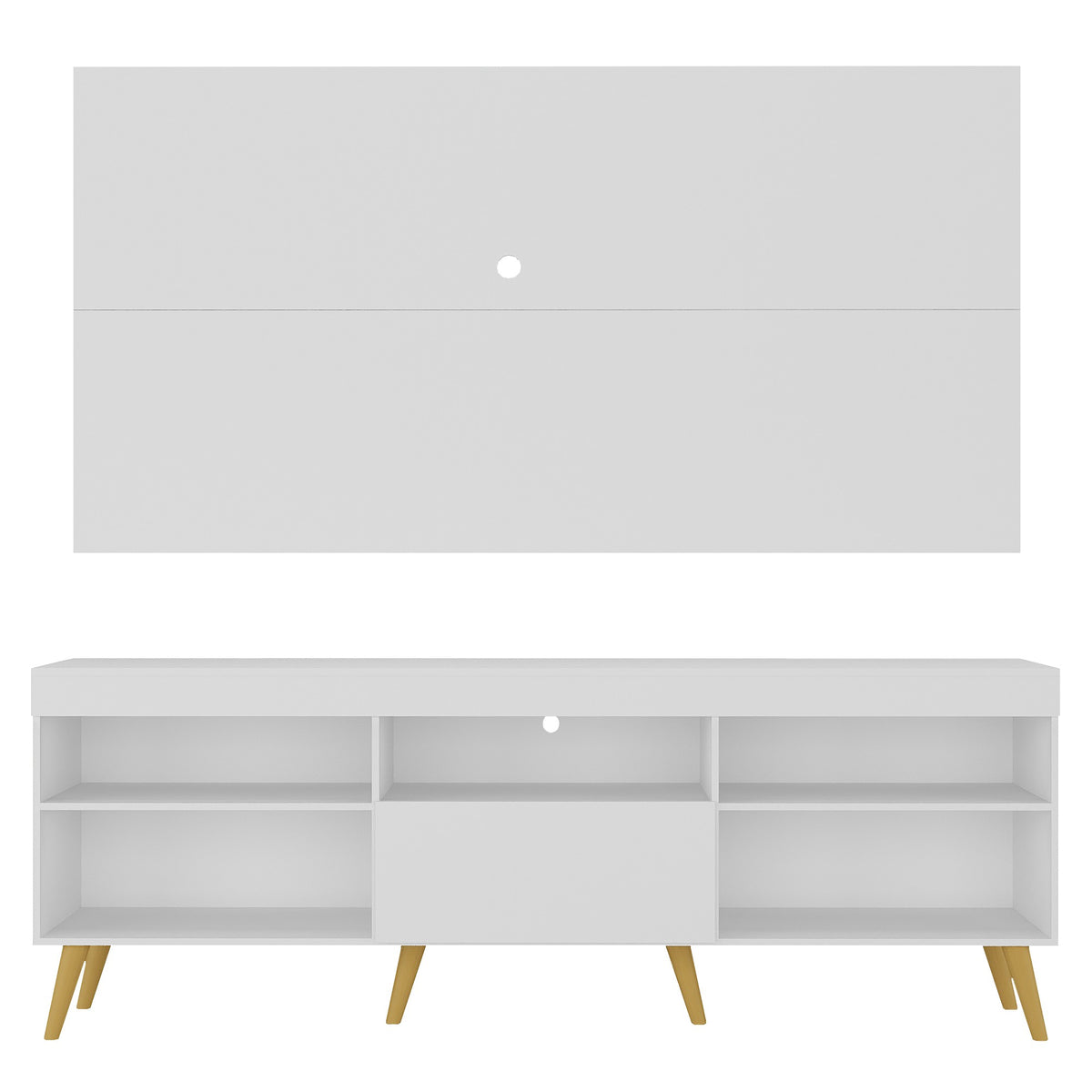 Combo Rack con Panel de Tv Florida Blanco 175x63cm para TV Hasta 65" Pulgadas con Cinco Compartimientos y con Ranura para Cables