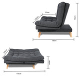 Sofacama Valencia Gris 115x93cm de Dos Puestos Reclinable sin Apoya Brazos