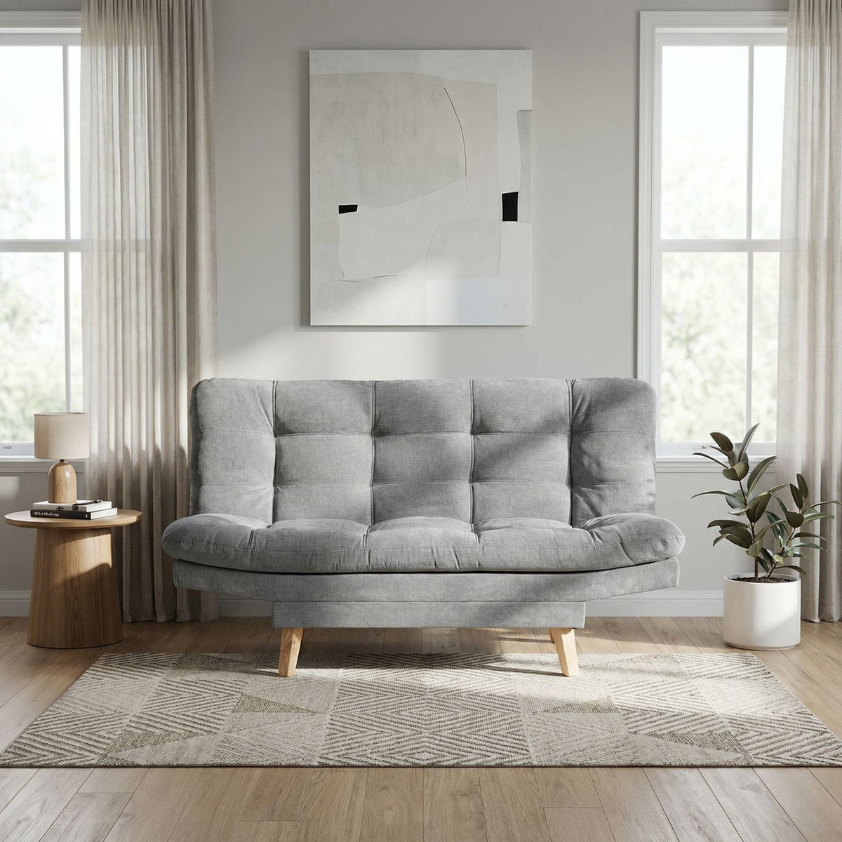 Sofacama Valencia Plata 115x93cm de Dos Puestos Reclinable sin Apoya Brazos