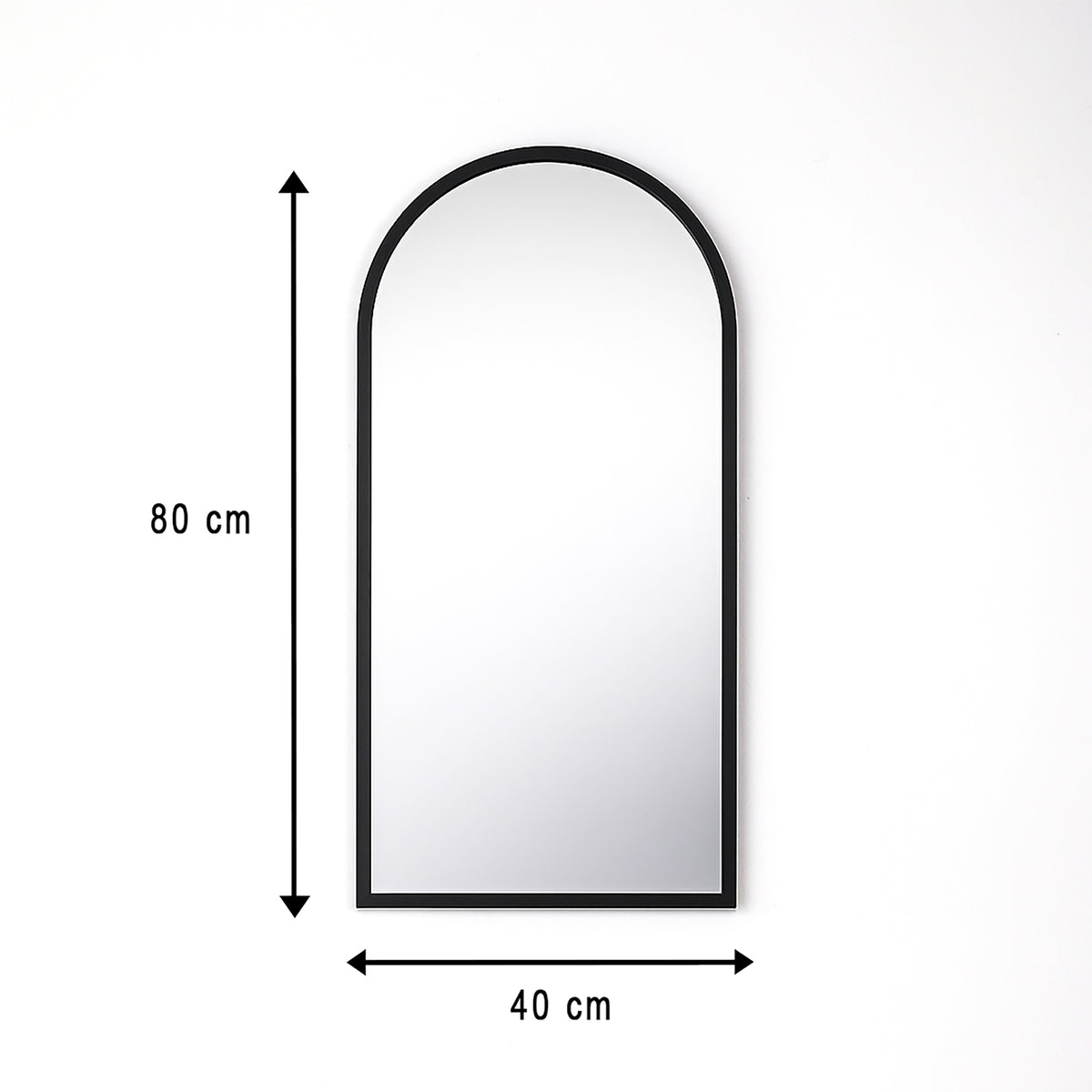 Espejo de Pared Negro 40x80cm Arco Superior con Marco en Madera