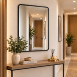 Espejo de Pared Lisboa Negro 70x90cm Rectangular con Marco en Madera