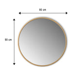 Espejo de Pared Dorado 90x90cm Redondo con Marco en Madera