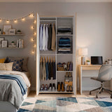 Closet Tera Fresno y Blanco 80x180cm sin Cajones con 3 Entrepaños