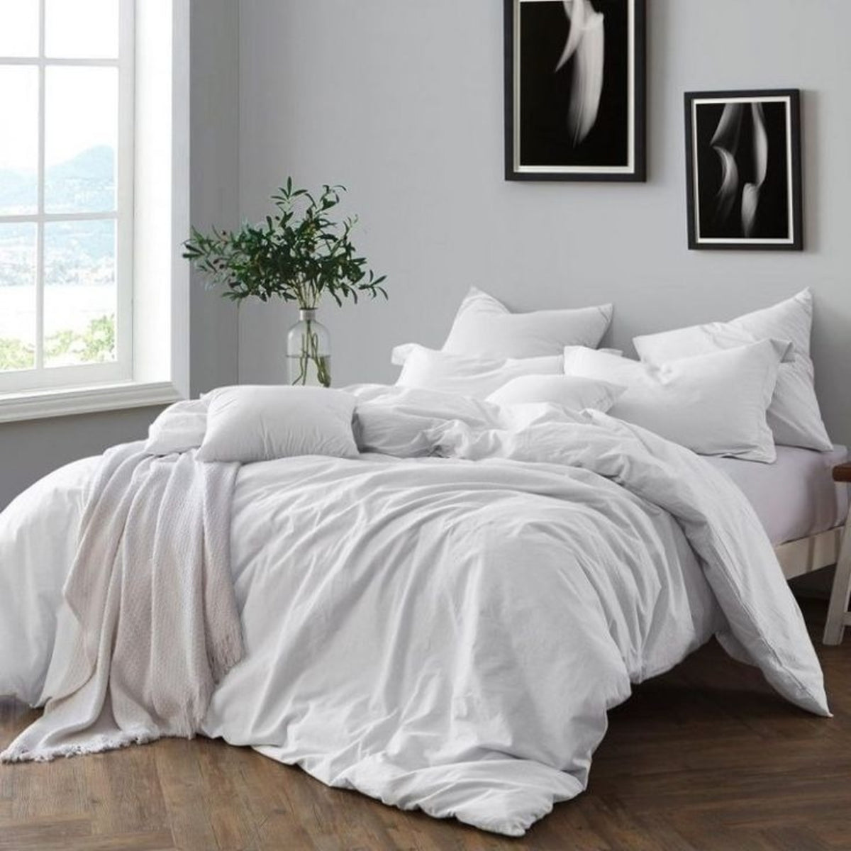 Combo Duvet y Funda de Almohada Blanco 280x240cm Cremallera Acolchado para Colchón King 200 X 200 Cm con Relleno de Sin Relleno Fondo Entero