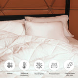 Combo Plumón con Almohada Blanco 200x230cm Cremallera Acolchado para Colchón Doble 140 X 190 Cm con Relleno de Algodon de Cuadrados