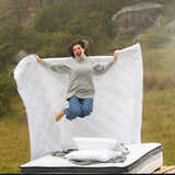 Combo Plumón con Almohada Blanco 200x230cm Cremallera Acolchado para Colchón Doble 140 X 190 Cm con Relleno de Algodon de Cuadrados