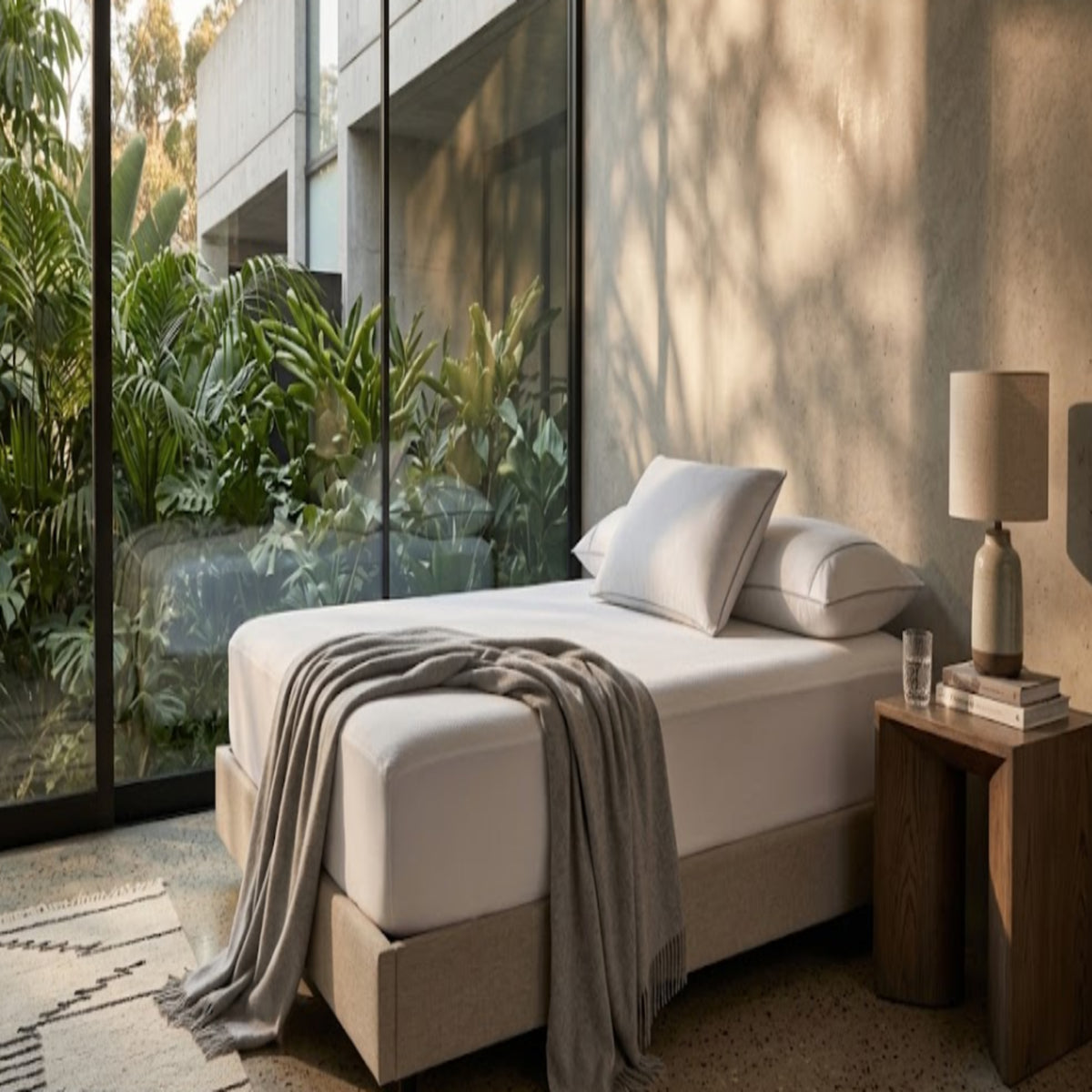 Combo Sábana y Almohada Blanco 200x200cm para Colchón King 200 X 200 Cm 200 Hilos Antifluido Fondo Entero