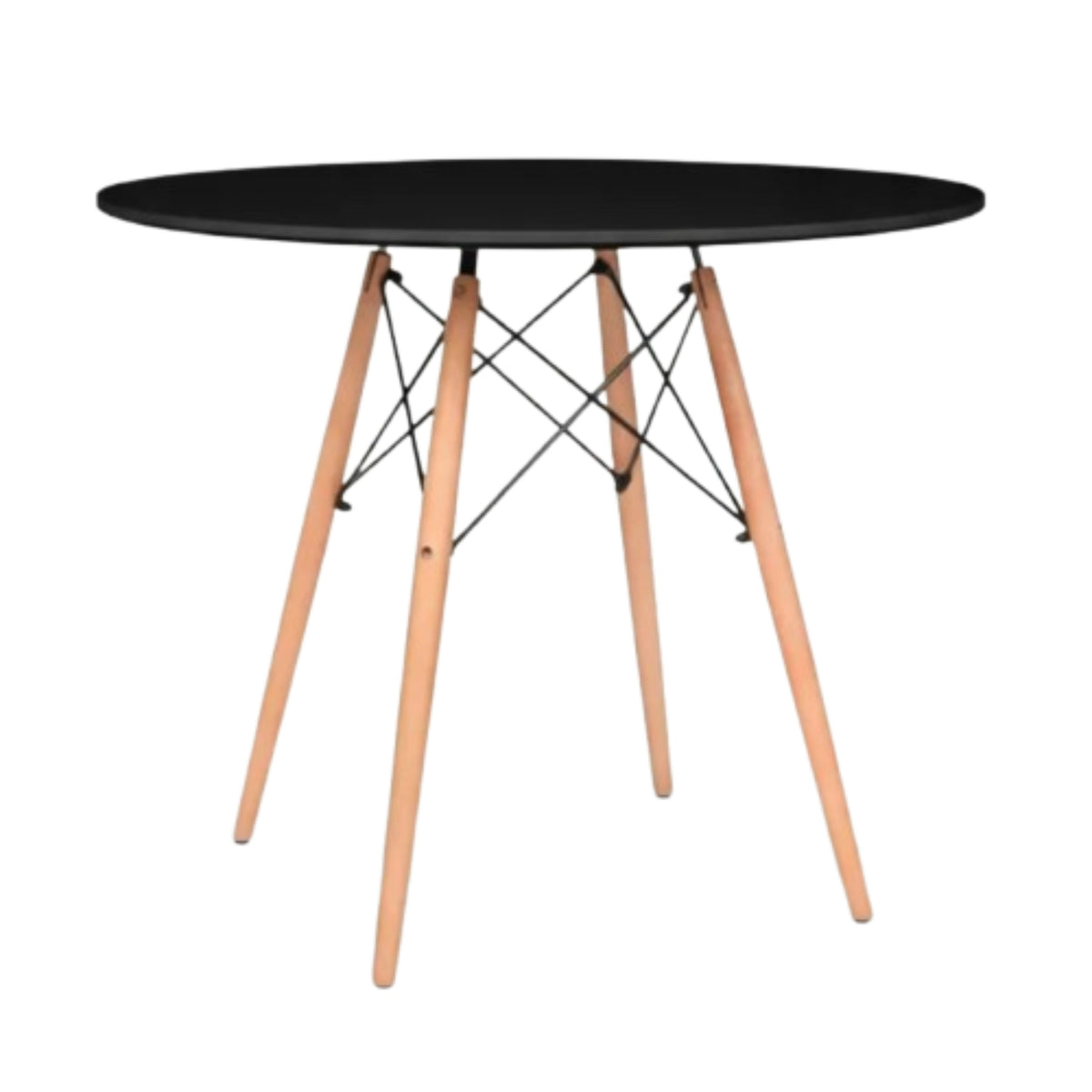 Mesa de Comedor Eames Negro 80x75cm Circular de Cuatro Puestos sin Sillas