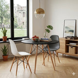 Mesa de Comedor Eames Negro 80x75cm Circular de Cuatro Puestos sin Sillas