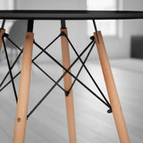 Mesa de Comedor Eames Negro 80x75cm Circular de Cuatro Puestos sin Sillas