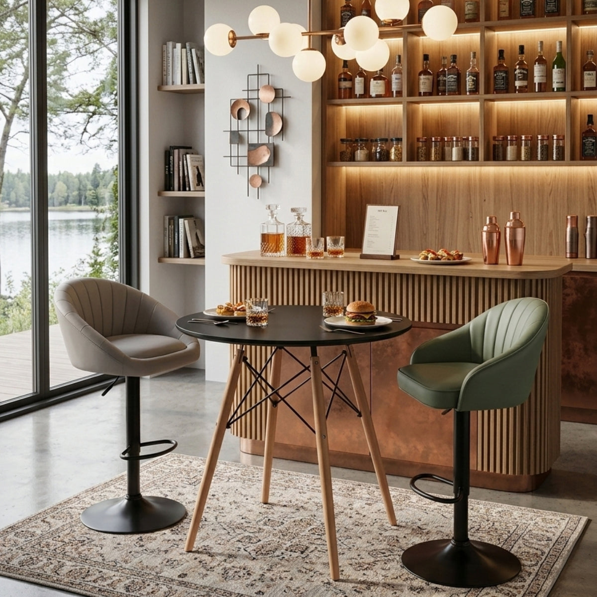 Mesa de Comedor Eames Negro 80x75cm Ovalado de Cuatro Puestos sin Sillas