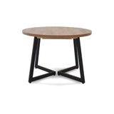 Mesa de Comedor Emet Mácula y Metálico Negro 105x71cm Circular Extensible de Seis Puestos sin Sillas