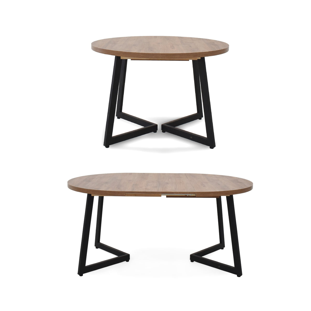 Juego de comedor Emet Mácula y Metálico Negro 105x71cm Circular Extensible de Seis Puestos con Cuatro Sillas