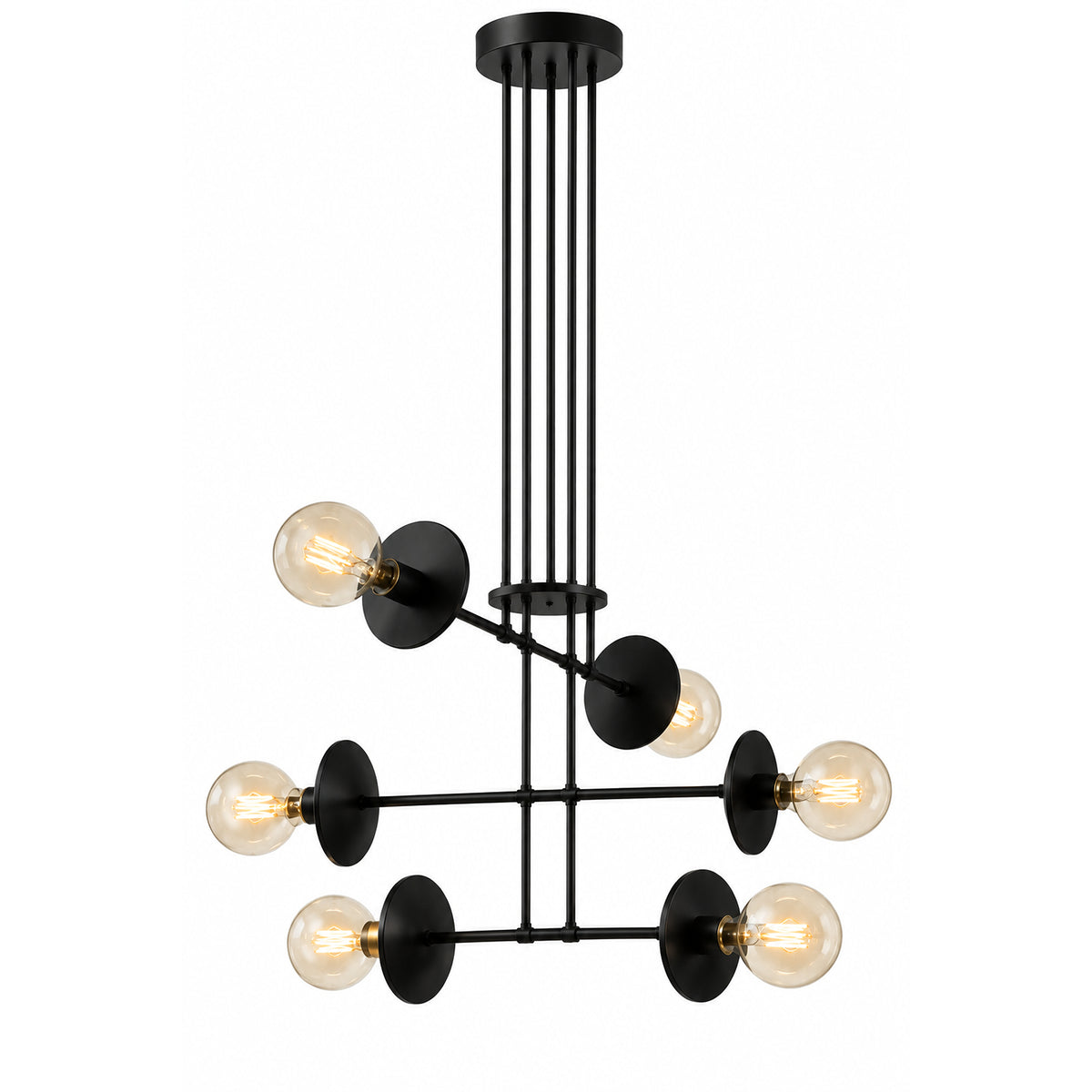 Lámpara de Techo Cadence Negro 55x150cm de Seis Luces Ajustable de Luz Cálida con Bombillo LED
