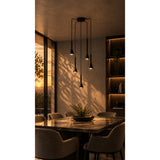 Lámpara de Techo Harmonie Negro 11x150cm de Cinco Luces Ajustable de Luz Cálida con Bombillo LED