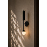 Lámpara de Techo o Pared Axe Negro 10x58cm de una Luz Ajustable de Luz Cálida con Bombillo LED