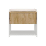 Mesa de Noche Fidelis Blanco Fresno 52x50.6cm con Un Cajón y un Compartimiento