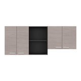 Mueble Superior de Cocina Rosa Wengue y Positano 200x200cm con Cuatro Puertas con Espacio para Extractor Lado Derecho y con Locero