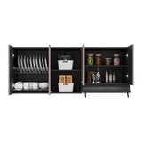 Mueble Superior de Cocina Rosa Wengue y Positano 200x200cm con Cuatro Puertas con Espacio para Extractor Lado Derecho y con Locero