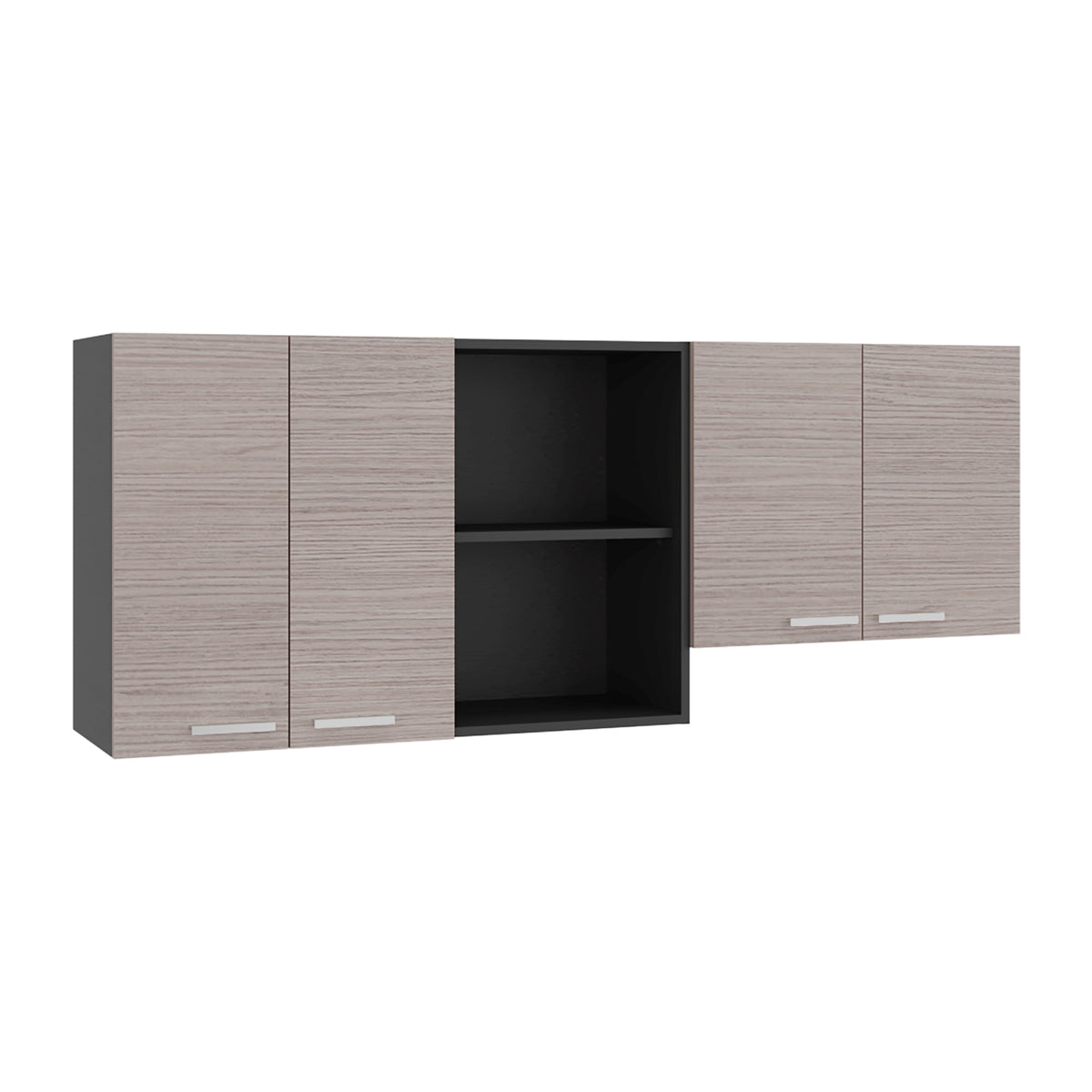Mueble Superior de Cocina Rosa Wengue y Positano 200x200cm con Cuatro Puertas con Espacio para Extractor Lado Derecho y con Locero