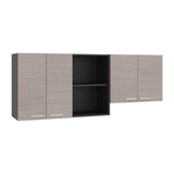 Mueble Superior de Cocina Rosa Wengue y Positano 200x200cm con Cuatro Puertas con Espacio para Extractor Lado Derecho y con Locero