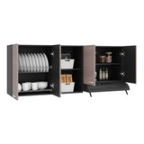 Mueble Superior de Cocina Rosa Wengue y Positano 200x200cm con Cuatro Puertas con Espacio para Extractor Lado Derecho y con Locero