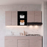 Mueble Superior de Cocina Rosa Wengue y Positano 200x200cm con Cuatro Puertas con Espacio para Extractor Lado Derecho y con Locero