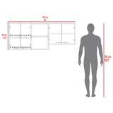 Mueble Superior de Cocina Rosa Wengue y Positano 200x200cm con Cuatro Puertas con Espacio para Extractor Lado Derecho y con Locero