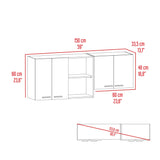 Mueble Superior de Cocina Rosa Wengue y Positano 200x200cm con Cuatro Puertas con Espacio para Extractor Lado Derecho y con Locero
