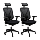 Set x 2 Sillas de Oficina Manila Negro 51x118cm Espaldar Reclinable con Ruedas con Apoya Cabezas y con Soporte Lumbar