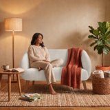Sofá Astra Multicolor y Matiz Caoba 130x77cm de Dos Puestos con Apoya Brazos