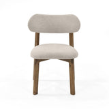 Silla de Comedor Saudi Beige y Matiz Caoba 58x82cm de Asiento Ovalado con Espaldar y sin Apoya Brazos