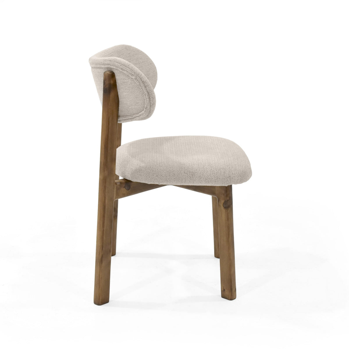 Silla de Comedor Saudi Beige y Matiz Caoba 58x82cm de Asiento Ovalado con Espaldar y sin Apoya Brazos