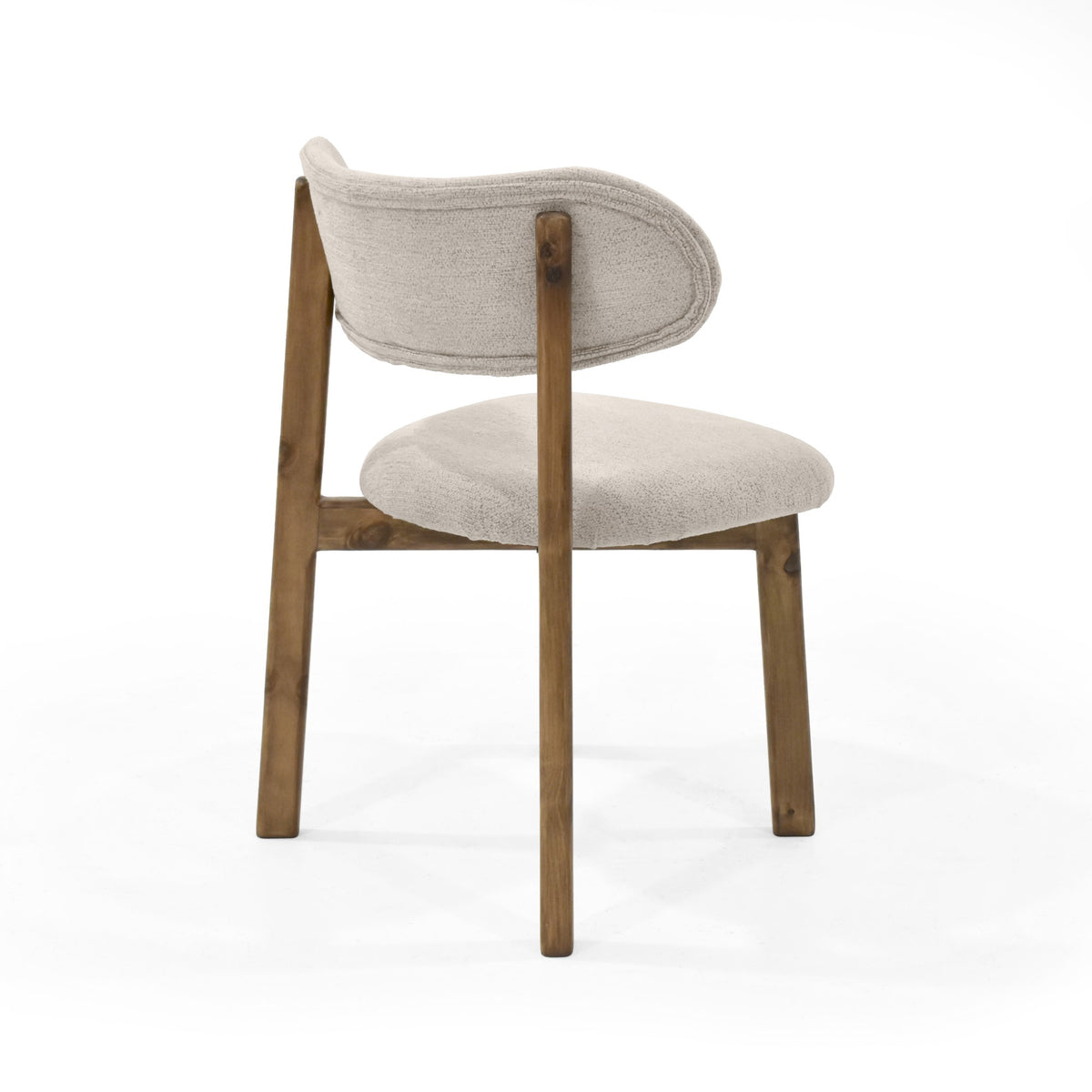 Silla de Comedor Saudi Beige y Matiz Caoba 58x82cm de Asiento Ovalado con Espaldar y sin Apoya Brazos